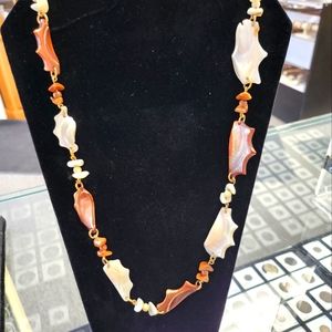 Long mother of pearl necklace